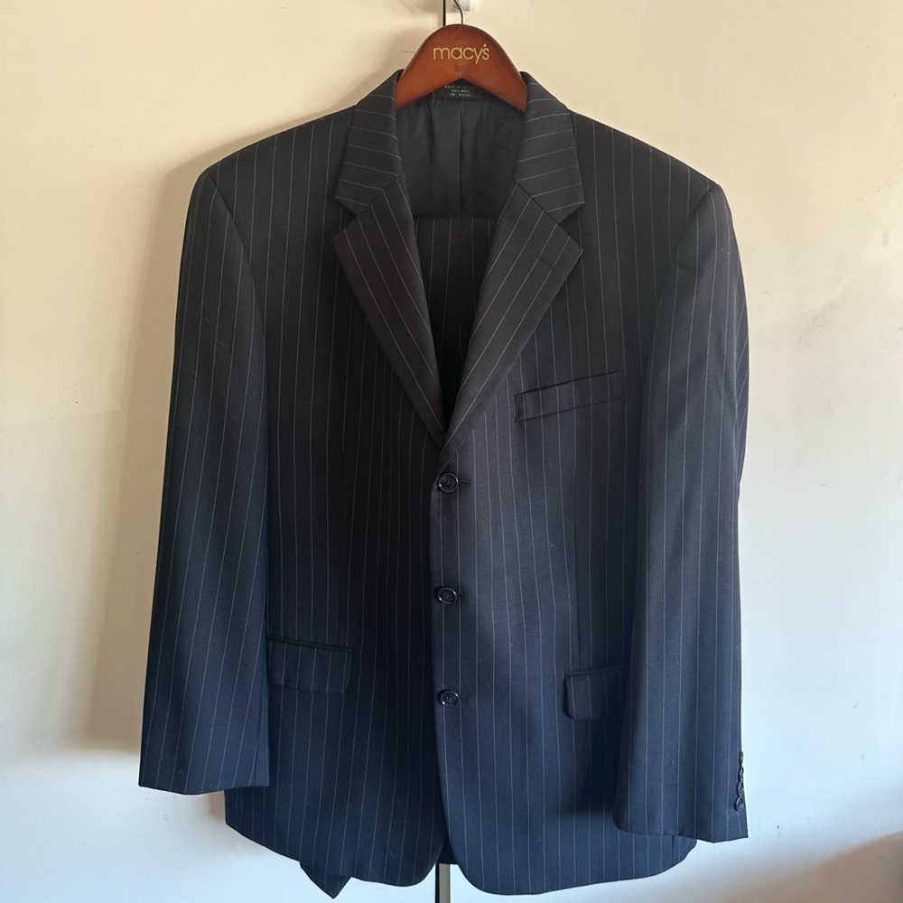 Classic Black Pinstripe Men's Blazer